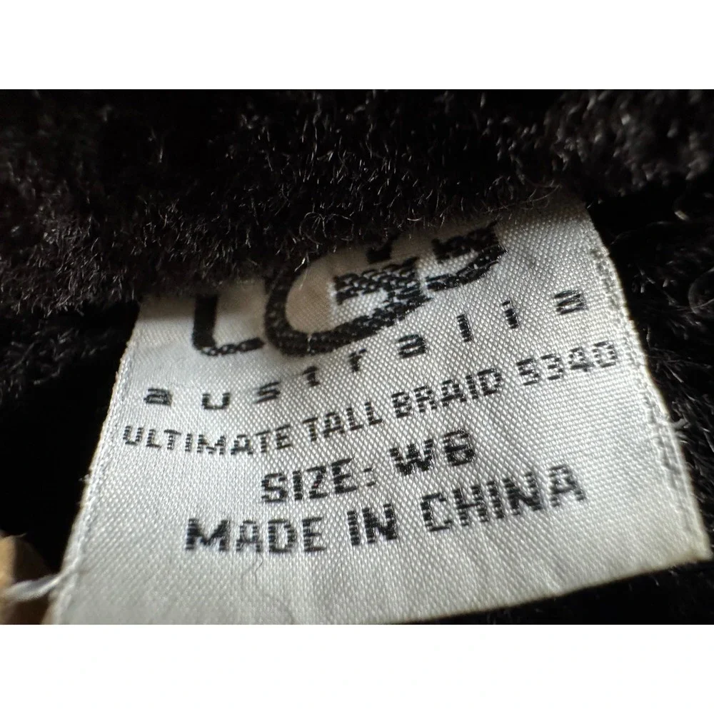 🔥UGG Australia🤎Tall Suede Boots Rare‎ Embroidered Geometric braid Sheepskin